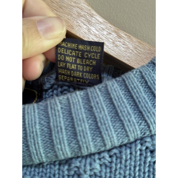 Vintage Finalist Fisherman Cable Knit Cotton Blue Sweater Mens Size L Grandpa - Picture 4 of 7